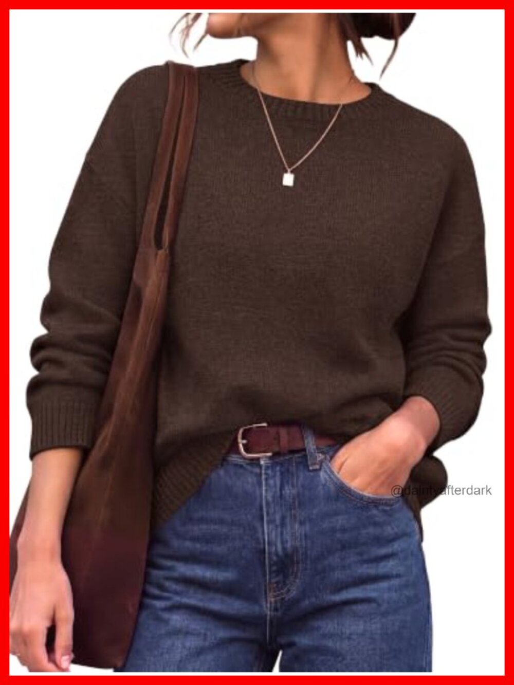 Oversized Crewneck Sweater Women Long Sleeve Loose Knit Fall Winter Top
